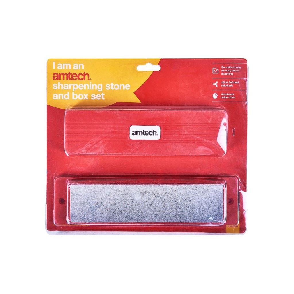 Amtech 8" Sharpening Stone And Box Set - E2010