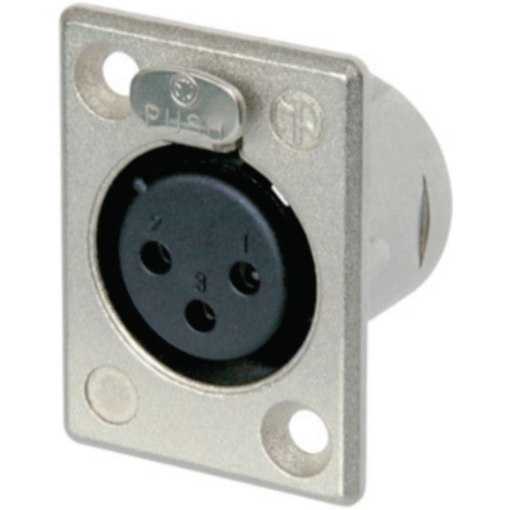 Neutrik XLR Panel-Mount Female 3 Receptacle P Soldering Connection Nickel-Plated - NTR-NC3FP-1