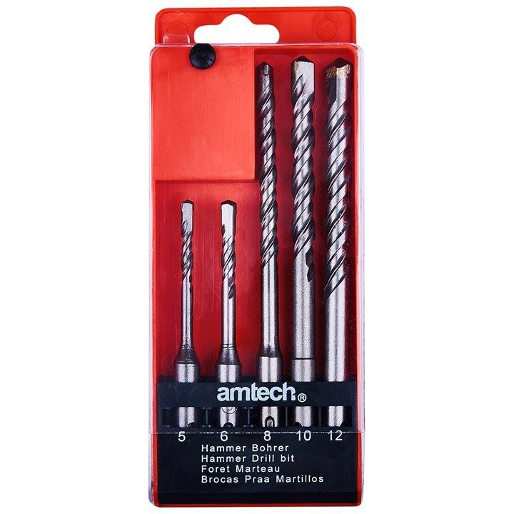 Amtech 5 Piece SDS Drill Bit Set 5-12mm Sizes+Storage Case