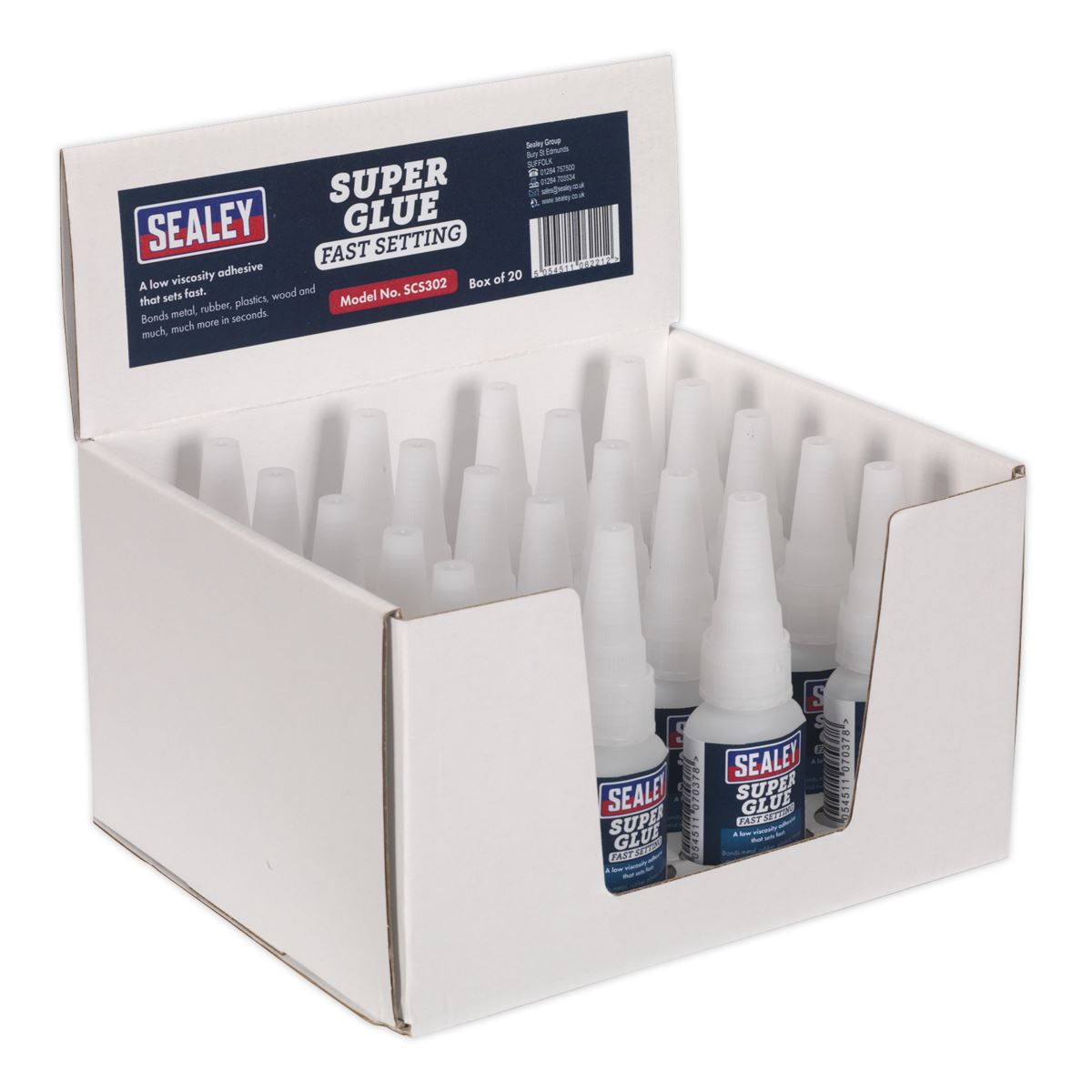 Sealey Super Glue Fast Setting 20g Pack of 20 SCS302